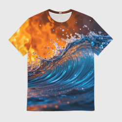 Мужская футболка 3D Волна и огонь