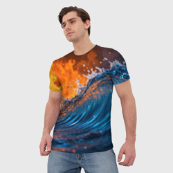 Мужская футболка 3D Волна и огонь - фото 2