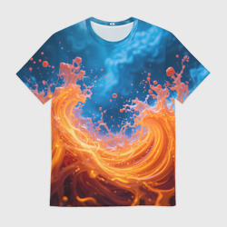 Мужская футболка 3D Яркое пламя в воде