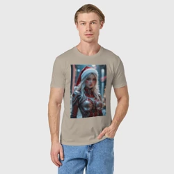 Мужская футболка хлопок Снегурочка в кибер костюме - фото 2