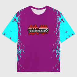 Женская футболка oversize 3D Tekken краски неон