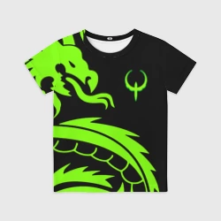 Детская футболка 3D Квейк кислотный дракон лого