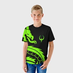 Детская футболка 3D Квейк кислотный дракон лого - фото 2