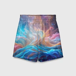 Детские спортивные шорты 3D Абстракция из нежных красок