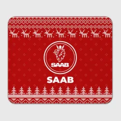 Прямоугольный коврик для мышки Новогодний Saab с оленями