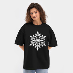 Женская футболка Oversize хлопок texturе Снежинка колючая - фото 2