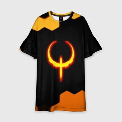 Детское платье 3D Квейк соты огненное лого