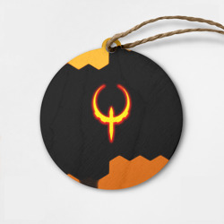 Деревянная игрушка круг Квейк соты огненное лого