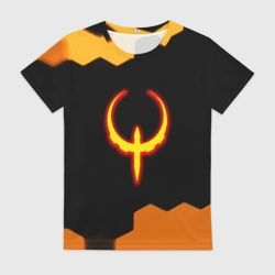 Женская футболка 3D Квейк соты огненное лого