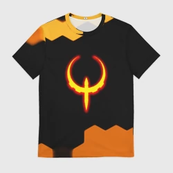 Мужская футболка 3D Квейк соты огненное лого