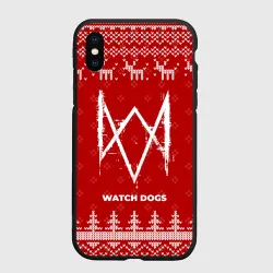 Чехол для iPhone XS Max матовый Новогодний Watch Dogs с оленями