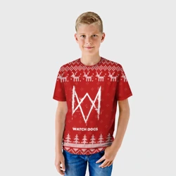 Детская футболка 3D Новогодний Watch Dogs с оленями - фото 2