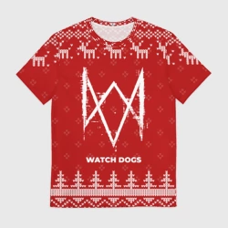 Мужская футболка 3D Новогодний Watch Dogs с оленями
