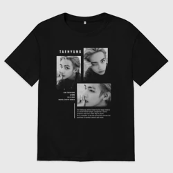 Женская футболка хлопок Oversize Taehyung bts black-white