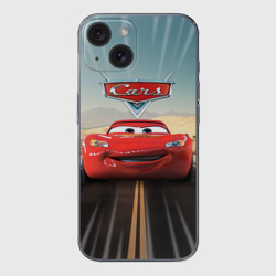 Чехол для iPhone 15 силиконовый с защитой камеры Cars - Lightning McQueen