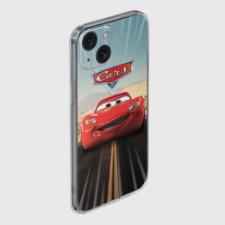 Чехол для iPhone 15 силиконовый с защитой камеры Cars - Lightning McQueen - фото 2