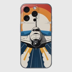 Чехол для iPhone 15 Pro Max силиконовый с защитой камеры Скоростной ретро самолет 