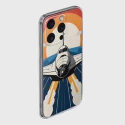 Чехол для iPhone 15 Pro Max силиконовый с защитой камеры Скоростной ретро самолет  - фото 2