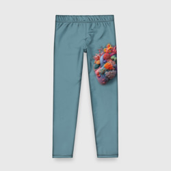 Детские леггинсы 3D Яркое сердце из кораллов в морском стиле