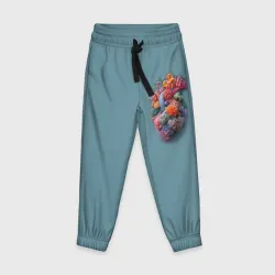 Детские брюки 3D Яркое сердце из кораллов в морском стиле