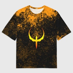 Женская футболка oversize 3D Quake краски брызги оранжевый