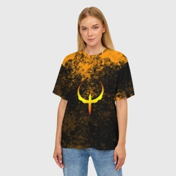 Женская футболка oversize 3D Quake краски брызги оранжевый - фото 2