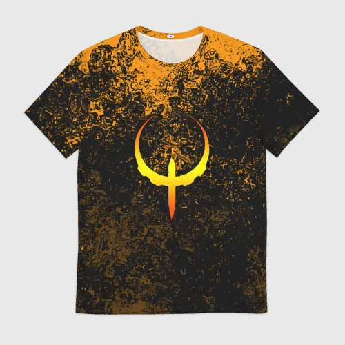 Мужская футболка 3D Quake краски брызги оранжевый
