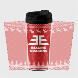 Термокружка-непроливайка Новогодний Imagine Dragons с оленями - фото 2