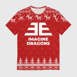 Мужская футболка 3D Новогодний Imagine Dragons с оленями