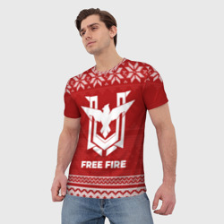 Мужская футболка 3D Новогодний Free Fire - фото 2