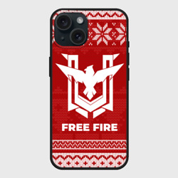 Чехол силиконовый для Apple iPhone 15 матовый Новогодний Free Fire