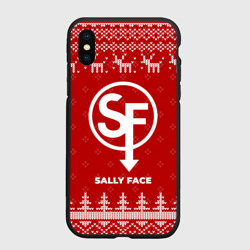 Чехол для iPhone XS Max матовый Новогодний Sally Face с оленями
