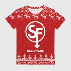 Женская футболка 3D Новогодний Sally Face с оленями