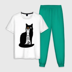 Мужская пижама с белой футболкой хлопок Око Котоурона