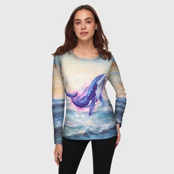Женский лонгслив 3D Кит в океане - фото 2