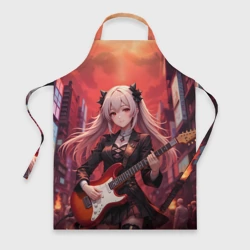 Фартук 3D Девочка с электрогитарой аниме