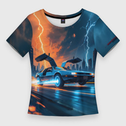 Женская футболка 3D Slim Автомобиль и ночные молнии