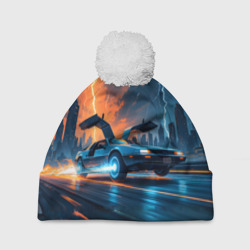 Шапка 3D c помпоном Автомобиль и ночные молнии