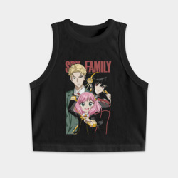 Женская укороченная майка-топ хлопок Семья шпиона аниме