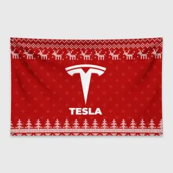Флаг-баннер Новогодний Tesla с оленями