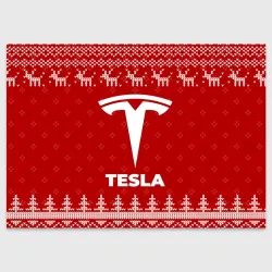 Поздравительная открытка Новогодний Tesla с оленями