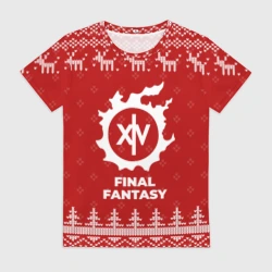 Женская футболка 3D Новогодний Final Fantasy с оленями