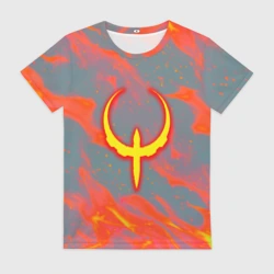 Женская футболка 3D Quake огонь лого