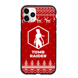 Чехол для iPhone 11 Pro Max матовый Новогодний Tomb Raider с оленями
