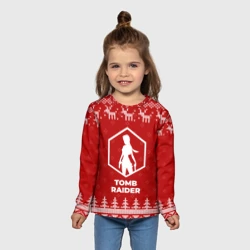 Детский лонгслив 3D Новогодний Tomb Raider с оленями - фото 2