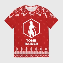 Мужская футболка 3D Новогодний Tomb Raider с оленями