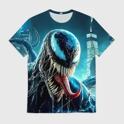 Мужская футболка 3D Venom in metropolis - ai art neon fantasy