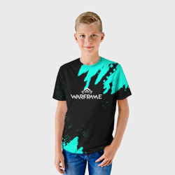 Детская футболка 3D Warframe краски голубые - фото 2