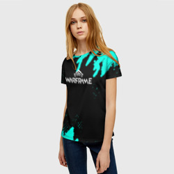 Женская футболка 3D Warframe краски голубые - фото 2