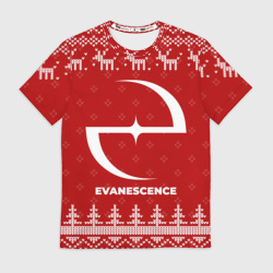 Мужская футболка 3D Новогодний Evanescence с оленями